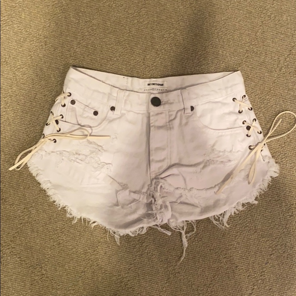 One teaspoon white jean shorts